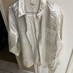 Ladies White Satin Night Shirt xl Roamans
